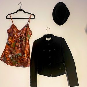 Woman’s Thin Strap shoulder less-Silk Top, Multi Colored Paisley